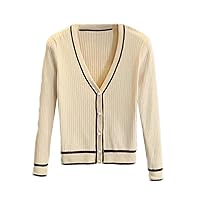Striped Cardigan Women's Sweater Autumn Coat V-Neck Loose Long-Sleeved Thin Sweater Short Coat