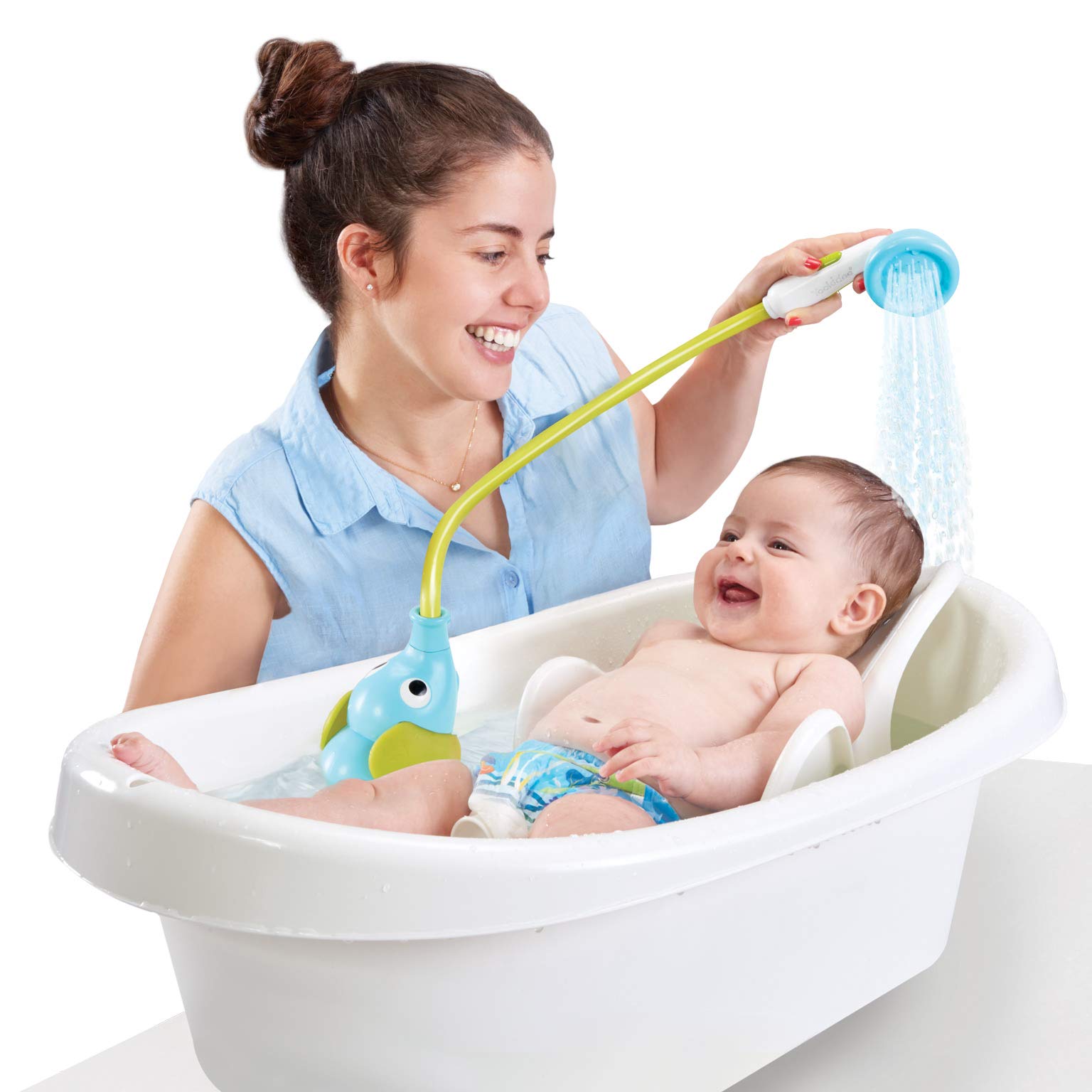 Yookidoo Baby Bath Shower Head - Elephant Water Pump and Trunk Spout Rinser - for Newborn Babies in Tub Or Sink