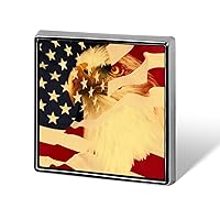Retro American Flag with Eagle Lapel Pin Square Metal Brooch Badge Jewelry Pins Decoration Gift