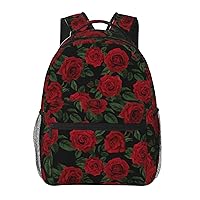Red Rose Flower Floral Large Backpack For Men Women Personalized Laptop Tablet Travel Daypacks Shoulder Bag