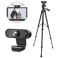 NUNET 1080p USB Webcam w. Tripod Streaming PC Camera w. Microphone Compatible w. Windows Android & Mac 18-60