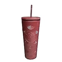 Starbucks Dusty Rose Pink Shimmer Shell Mermaid Scales Cold Cup Tumbler 24 oz Venti