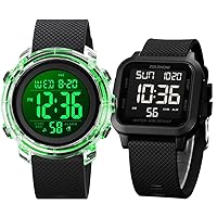 Wrist Watches for Men Digital Watch for Mens Womens Waterproof Watch Stopwatch Date LED Black Square Men's Digital Watch Large Face Waterproof LED Watches with Alarm Date Stopwatch