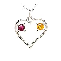 Sterling Silver Pendant Couple's Heart January