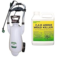 Scotts 190617 Lithium-ion Pump Zero Wheeled Sprayer, 3 Gallon, 3-Gallon, Powered Cart & Southern Ag Amine 2,4-D Weed Killer, 32oz - Quart