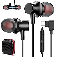COOYA 2 Pair USB C Headphones for Samsung Galaxy S24 Ultra S23 FE S22 Type C Wired Earbuds Magnetic Bass Noise Canceling Right Angle in-Ear Gaming Headset+Mic for iPhone 15 iPad Pixel 8 7a Oneplus 12