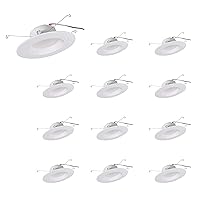 SYLVANIA 5”/6” LED Recessed Lighting Downlight with Trim, 8.5W=65W, Dimmable, 675 Lumens, White 3000K, Wet Rated / UL / Energy Star – 12 Pack (62236)