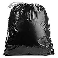 Ultrasac 45-55 Gallon 1.25 MIL Black Garbage Bags With Drawstrings Fits Rubbermaid Brute Trash Cans - 40