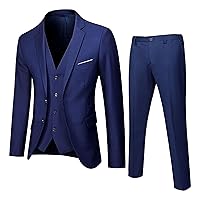 Men’S Slim Fit Suit Tuxedo Set One Button 3-Piece Blazer Dress Business Wedding Party Jacket Vest & Pant