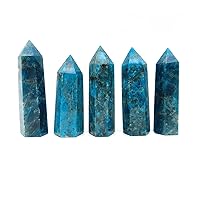 XN216 5PCS Natural Blue Apatite Point Hexagonal Crystal Tower Healing Stone Energy Stone Natural Stones and Minerals Natural (Size : 70-80mm)