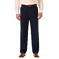 Haggar mens Cool 18 Pro Classic Fit Pleat Front Hidden Expandable Waist With Big & Tall Sizes Casual Pants, Navy, 32W x 30L US