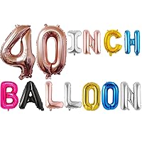 Colourful 40 inch Letter Balloons Alphabet Number For Party Wedding Birthday Bridal Shower Graduation (40 inch)