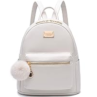 I IHAYNER Women Fashion Backpack Leather Mini Backpack Purse for Women Satchel Bags with Pompom Casual Travel Daypacks