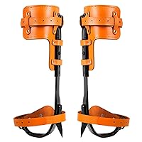 KTTR Tree Climbing Spikes, Tree Climbing Tool Crampons, Height Adjustable and with Cowhide Leather Straps, for Climbers, Logging, Hunting Observation, Fruit Picking