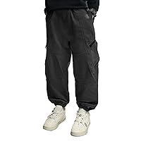Kids Boys Classic Cargo Jogger Pants Elastic Waist Casual Baggy Trousers Fashion Hip Hop Jazz Street Dancewear