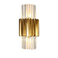 Modern Golden Wall Sconces Crystal Lampshade Wall Light E14 Creativity Bedside Wall Lamp Lighting Light Fixture for Bedroom Hallway Living Room-Golden 21x45cm