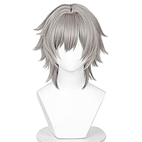 Short Grey Wig for Trailblazer Cosplay, Heat-resistant Synthetic Fluffy Hair Wig + Wig Cap for Game Honkai Star Rail