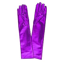 Womens 17 Inch Long Metallic Cosplay Gloves Wet Look Faux Leather Gloves Halloween Costume Cosplay Photo Props Party