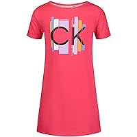 Calvin Klein Girls' Performance Dress, Pull-on Style with Crew-Neck Neckline, Logo Detailing