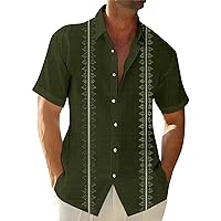 Mens T-Shirts Button Down Solid Shirts Short Sleeve Lapel Shirts Vacation Tropical Shirt Holiday Hawaiian T-Shirts