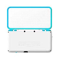 Custom White New2DSXL Extra Housing Case Shells + Blue Backplate Full Set Replacement, for New 2DS New2DS XL LL 2DSXL 2DSLL New2DSLL Console, Outer Enclosure Top Bottom Rear Cover Plates 6 PCS