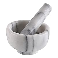 Greenco Mortar and Pestle Set, White Marble Stone Mortar and Pestle Grinding Bowl, Small 3.75 Inches, Kitchen Essential for Spices, Guacamole and More