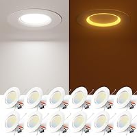 Amico 12 Pack 6 inch 5CCT LED Recessed Lighting with Night Light, 12.5W=100W, 1000LM Can Lights with Baffle Trim, Dimmable, Retrofit Downlight, 2700K/3000K/3500K/4000K/5000K Selectable- ETL & FCC