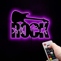 Classic Rock Guitar Decorative Wall Mirror with LED Color Changing Backlight Music Band Concert Live Atmosphere LED Wall Lamp