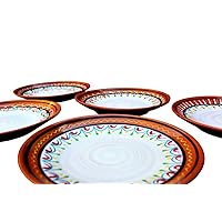 Cactus Canyon Ceramics Spanish Terracotta 5-Piece Small Dinner Plate Set (European Size), White