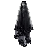 Black Lace Veil Bridal Wedding Veils Halloween Veil for Women Brides Wedding Bridal Shower
