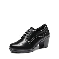 DREAM PAIRS Women's Heels Pointed Toe High Chunky Oxfords Shoes