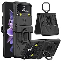 DOOTOO for Samsung Galaxy Z Flip 4 Case with Ring Holder, Z Flip 4 Case Magnetic Hinge Protection Slideway Lens Camera All-Inclusive Cover for Samsung Galaxy Z Flip 4 5G 2022 (Black)