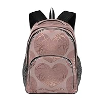ALAZA Rose Gold Glitter Hearts with Curved Lines Travel Laptop Backpack Gifts for Men Women Fits 15.6 Inch Notebook