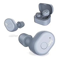 JVC Truly Wireless Earbuds Headphones, Bluetooth 5.0, Water Resistance(Ipx5), Long Battery Life (4+10 Hours), Secure and Comfort Fit with Memory Foam Earpieces - HAA10TH (Misty Gray)