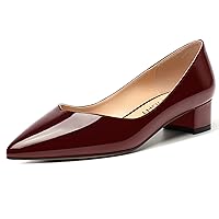Womens Pointed Toe Patent Office Casual Slip On Chunky Low Heel Pumps Shoes 1.5 Inch