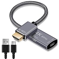 HDMI Male to USB-C Female Cable Adapter with USB C Power Cable,Uni-Directional HDMI (source) to Type C 3.1 (display) Converter,4K 60Hz Thunderbolt 3 Adapter for MacBook Pro,Microsoft Surface,Nreal Air