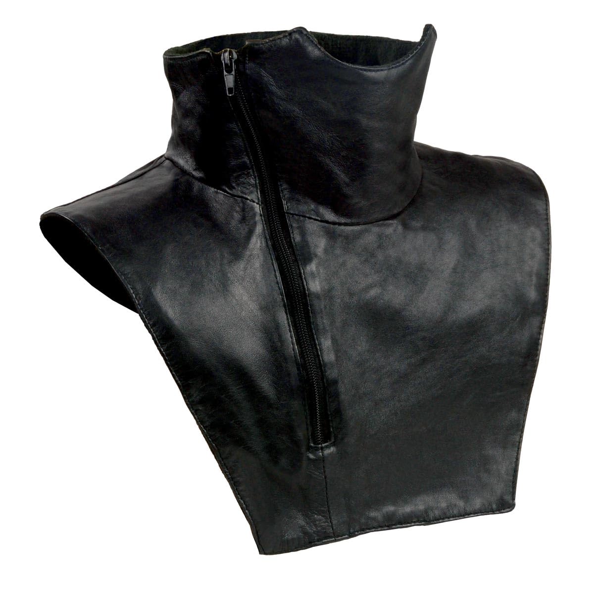 Milwaukee Leather Unisex Black Premium Leather Neck Warmer with Fleece Liners for Cold Weather