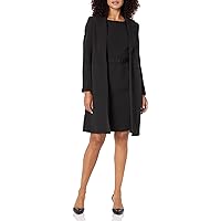 Women's Notch Collar Duster Jacket & Belted Sheath Dress