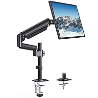 HUANUO Single Monitor Arm, Tall Computer Monitor Stand for 13–32 inch Screens Holds 4.4-19.8 lbs, Adjustable Monitor Mount Gas Spring Full Motion with C-Clamp & Grommet Base, VESA 75x75 or 100x100mm