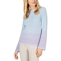 INC Womens Knit Dip-Dye Crewneck Sweater Blue S