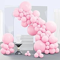 Pastel Pink Balloons, 140 pcs Pink Balloons Different Sizes Pack of 18 Inch 12 Inch 10 Inch 5 Inch Baby Pink Balloons for Balloon Garland Balloon Arch as Birthday Party Decorations, Pink-Q05