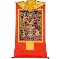 Gandhanra Tsiu Marpo(The Dharma Protector,The Enlightened Demon), Tibetan Thangka Painting Art,Buddhist Thangka Brocade,Buddha Tapestry with Scroll
