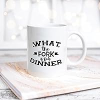 Quote White Ceramic Coffee Mug 11oz What The Fork Is for Dinner Coffee Cup Humorous Tea Milk Juice Mug Novelty Gifts for Xmas Colleagues Girl Boy