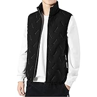 Gihuo Men's Fleece Lined Vest Warm Winter Quilted Vests Outerwear Stand Collar Zip Up Sleeveless Jackets Coat