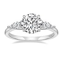 Moissanite Engagement Rings 925 Sterling Silver 10K/14/18K Gold for Women with 3 Stones VVS1 Clarity D Color Anniversary Proposal Promise Rings Gifts for Her/Girlfriend/Wife