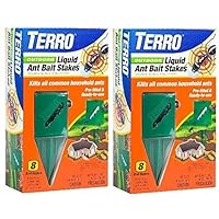 Terro T1812 Outdoor Liquid Ant Killer Bait Stakes - 8 Count (0.25 oz each) (2 Pack)