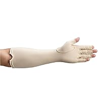 Rolyan Forearm Length Left Compression Glove, Open Finger Compression Sleeve to Control Edema and Swelling, Water Retention, and Vericose Veins, Covers Fingers to Forearm on Left Arm, Medium