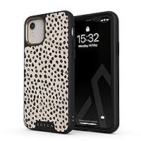 BURGA Phone Case Compatible with iPhone XR - Black Polka Dots Pattern Nude Almond Latte - Cute But Tough with CloudGuard 2-in-1 Defense System - Luxury iPhone XR Protective Scratch-Resistant Hard Case