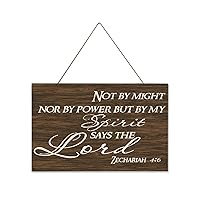 Rustic Wooden Plaque Sign Zechariah 4:6 Not By Might, nor By Power, but By My Spirit Says the Lord C-6 25x40cm Made in US