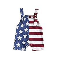 4th of July Baby Boy Girl Outfit Stars Stripes Romper Fourth of July Overalls Infant Independence Day Strap Bodysuit